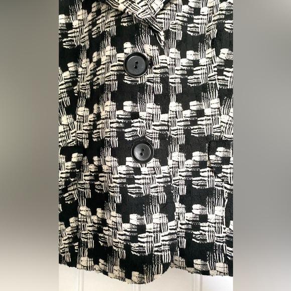 Talbots Black Ivory Woven Textured Wool Lined Blazer Jacket size 14 Petite - Picture 3 of 12